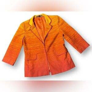 Womens Blazer by Linda Allard Ellen Tracey 80s Silk Orange Ombré Striped Size 8
